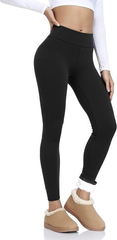 Fleece Lined Leggings Women, High Waisted Tummy Control Soft Thermal Warm Pants in Saudi Arabia
