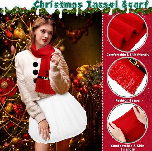 Newcotte 28 Pcs Christmas Snowman Costume Outfit Accessories for Women Snowman Hat Headbands Scarf Tutu Skirt Leg Warmer Pom Pom Ball in Saudi Arabia