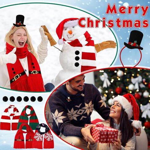 Newcotte 28 Pcs Christmas Snowman Costume Outfit Accessories for Women Snowman Hat Headbands Scarf Tutu Skirt Leg Warmer Pom Pom Ball in Saudi Arabia