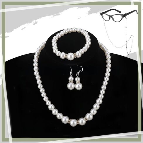 Old Lady Costume Set Grandma Accessories Old Lady Wig Wig Caps Faux Pearl Jewelry Handbag for Women Halloween Party in Saudi Arabia