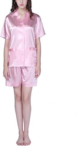 طقم ملابس نوم حريمي من الساتان مع شورت من ريتشي هاوس مقاس S-XL RHW2739 in Kuwait