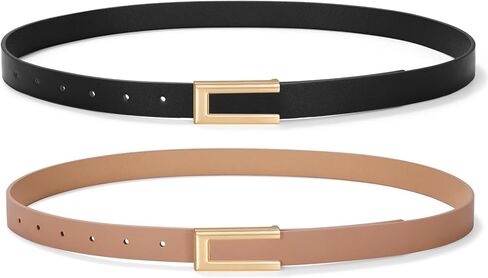 IAKING Women Leather Belt for Jeans Pants Dresses Skinny Belts for Women Ladies Thin Belt With Gold Buckle in Saudi Arabia