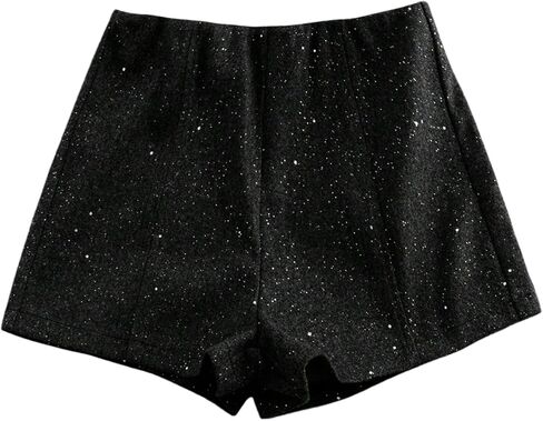 SHENHE Women's Sparkly Shorts Dressy Casual Back Zipper High Waisted Fall Business Work Shorts in Saudi Arabia