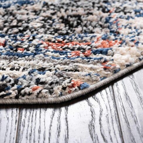 Rugs.com سجادة مجموعة Tucson - سجادة منخفضة زرقاء مثمنة بطول 4 أقدام مثالية لغرف المعيشة والمطابخ والمداخل in Kuwait