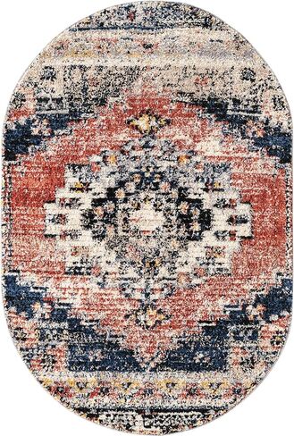 Rugs.com سجادة مجموعة Tucson - سجادة منخفضة زرقاء مثمنة بطول 4 أقدام مثالية لغرف المعيشة والمطابخ والمداخل in Kuwait