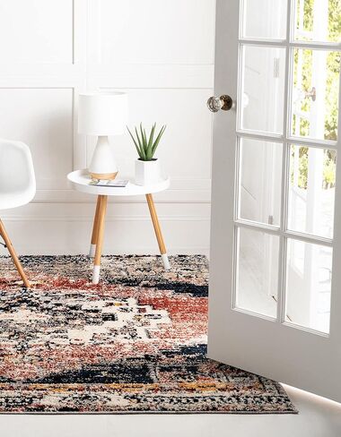 Rugs.com سجادة مجموعة Tucson - سجادة منخفضة زرقاء مثمنة بطول 4 أقدام مثالية لغرف المعيشة والمطابخ والمداخل in Kuwait