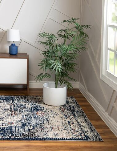 Rugs.com سجادة مجموعة Tucson - سجادة منخفضة زرقاء مثمنة بطول 4 أقدام مثالية لغرف المعيشة والمطابخ والمداخل in Kuwait