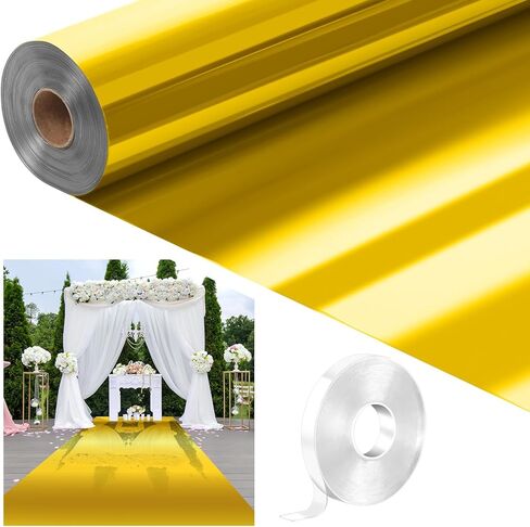 Tinideya 3.3 x 98.4 ft Mirror Rug Aisle Runner for Wedding Ceremony Double Sided Reflective Carpet Aisle Runner Walkway Rug Roll for Outdoor Birthday Graduation Party Decor(Gold) in Saudi Arabia