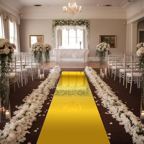 Tinideya 3.3 x 98.4 ft Mirror Rug Aisle Runner for Wedding Ceremony Double Sided Reflective Carpet Aisle Runner Walkway Rug Roll for Outdoor Birthday Graduation Party Decor(Gold) in Saudi Arabia