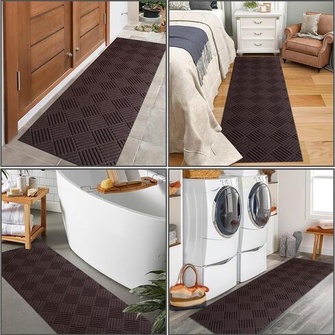Runner Rug Non-Slip Indoor/Outdoor, 1FT x 5FT Rubber Back Carpet Mat for Hallway Stairs Kitchen Entryway Laundry Bathroom Office, Low Profile Anti-Skid Durable Floor, Gray in Saudi Arabia