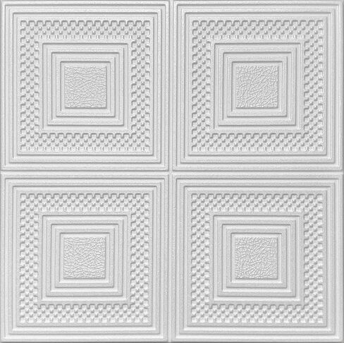 20x20 Glue-Up Foam Decor Ceiling Tile, Plain White (R34 Malta, Pack of 48 (~126 sq.ft./Pack)) in Saudi Arabia