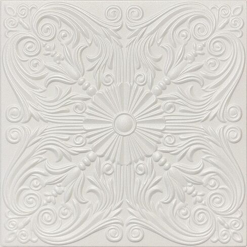 20x20 Glue-Up Foam Decor Ceiling Tile, Plain White (R34 Malta, Pack of 48 (~126 sq.ft./Pack)) in Saudi Arabia