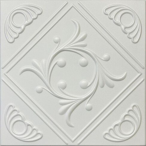 20x20 Glue-Up Foam Decor Ceiling Tile, Plain White (R34 Malta, Pack of 48 (~126 sq.ft./Pack)) in Saudi Arabia