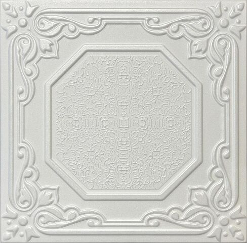 20x20 Glue-Up Foam Decor Ceiling Tile, Plain White (R34 Malta, Pack of 48 (~126 sq.ft./Pack)) in Saudi Arabia