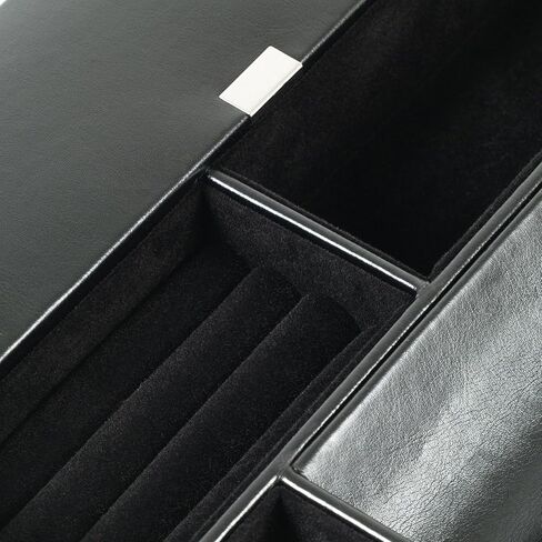 WOLF Heritage Valet Tray, Black - Includes Five Compartments & Three Ring Rolls - Faux Leather Exterior + Ultra-Suede Lining in Saudi Arabia