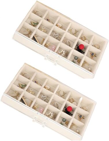 Stackable Jewelry Organizer Trays for Drawers, Jewelry Drawer Inserts Container Display Case 2 Pack SN16 in Saudi Arabia