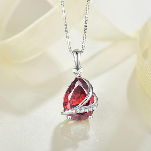 Teardrop Jewelry Set for Women 925 Sterling Silver Garnet Necklace and Earrings Set January Birthstone Jewelry Gifts for Her in Saudi Arabia