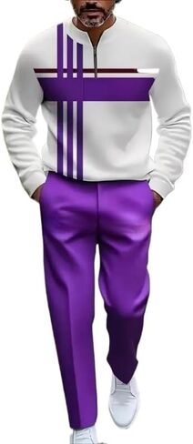 Men's 3D printed sportswear jogging pants set long sleeved half zipper round neck sweatshirt long pants two-piece set in Saudi Arabia