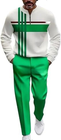 Men's 3D printed sportswear jogging pants set long sleeved half zipper round neck sweatshirt long pants two-piece set in Saudi Arabia