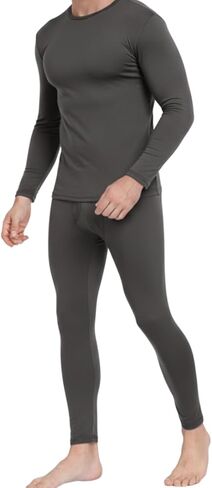Men’s Thermal Underwear Set, 2-Piece Fleece Lined Base Layer Top & Bottom, Lightweight Stretch Microfiber in Saudi Arabia