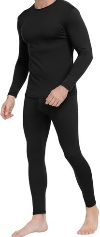 Men’s Thermal Underwear Set, 2-Piece Fleece Lined Base Layer Top & Bottom, Lightweight Stretch Microfiber in Saudi Arabia