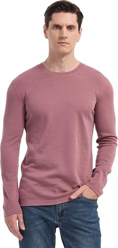 100% Merino Wool Men's Mid Weight Long Sleeve Thermal Shirt, 260gsm Undershirt, No-Odor Base Layer in Kuwait