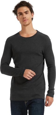100% Merino Wool Men's Mid Weight Long Sleeve Thermal Shirt, 260gsm Undershirt, No-Odor Base Layer in Kuwait