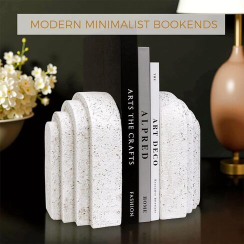 مجموعة من 2 مساند كتب حديثة للكتب الثقيلة، نهايات كتب مزخرفة من الراتنج للأرفف، سدادة حامل كتب ديكور جمالي لديكور رف الكتب، ديكور المنزل، ديكور المكتب (بيج) in Kuwait