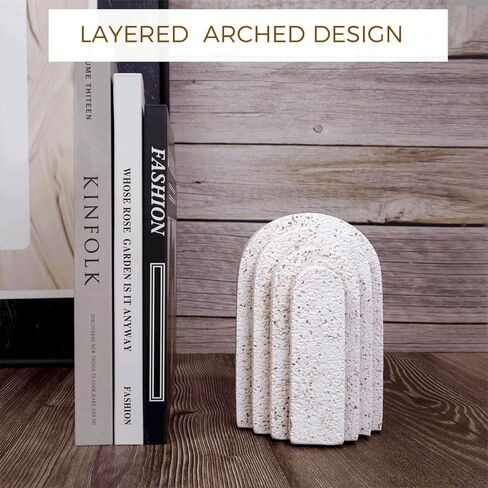 مجموعة من 2 مساند كتب حديثة للكتب الثقيلة، نهايات كتب مزخرفة من الراتنج للأرفف، سدادة حامل كتب ديكور جمالي لديكور رف الكتب، ديكور المنزل، ديكور المكتب (بيج) in Kuwait
