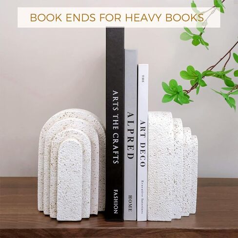 مجموعة من 2 مساند كتب حديثة للكتب الثقيلة، نهايات كتب مزخرفة من الراتنج للأرفف، سدادة حامل كتب ديكور جمالي لديكور رف الكتب، ديكور المنزل، ديكور المكتب (بيج) in Kuwait