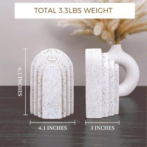 مجموعة من 2 مساند كتب حديثة للكتب الثقيلة، نهايات كتب مزخرفة من الراتنج للأرفف، سدادة حامل كتب ديكور جمالي لديكور رف الكتب، ديكور المنزل، ديكور المكتب (بيج) in Kuwait