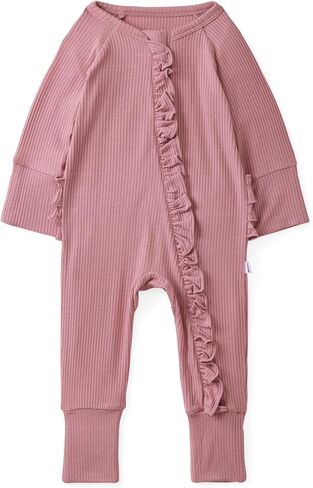 Little Sleepies Ruffle Zippy, Newborn Pajamas, Viscose from Bamboo Baby Pajamas, Girls Preemie Newborn Sleepers, 2-Way Zipper in Saudi Arabia