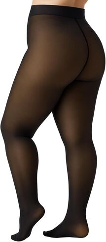 Plus Size Fleece Lined Tights Sheer for Women Fake Translucent Winter Warm Pantyhose Leggings Thick Thermal Tights in Saudi Arabia