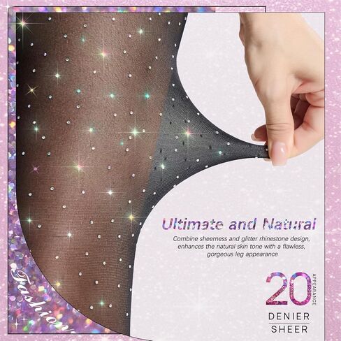MANZI Rhinestone Sheer Tights Sparkle Shimmer Pantyhose in Saudi Arabia