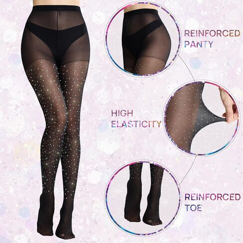MANZI Rhinestone Sheer Tights Sparkle Shimmer Pantyhose in Saudi Arabia