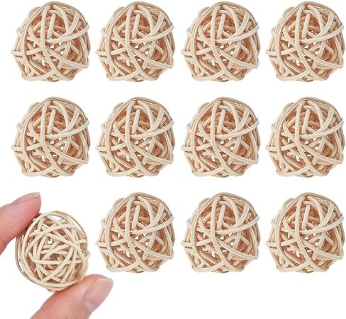12PCS 1.2 Inch Gold Wicker Rattan Balls Fade Resistant Decorative Orbs for Home Decor Wedding Centerpiece Bowls Vase Fillers Decorative Spheres for Bowls Table Decor (30mm) in Kuwait