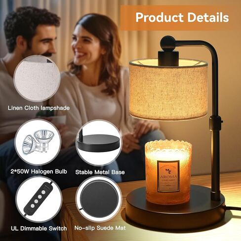 Candle Warmer Lamp with Timer, Height Adjustable Electric Candle Warmer Lamp with 2 Bulbs, House Warming Gifts, Vintage Bedroom Decor Compatible with Various Candles, Chritstmas Gifts Birthday Gifts in Kuwait