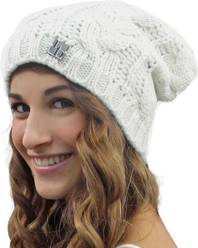 Luxury Divas Cable Knit Unisex Slouchy Beanie Cap Hat in Saudi Arabia