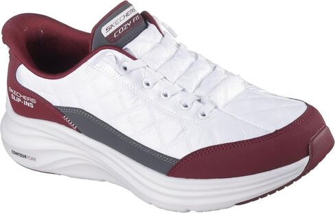 Skechers - حذاء رجالي من الفوم - مريح وسهل الارتداء، اللون أبيض/بورجوندي، المقاس: 13 M US in Kuwait