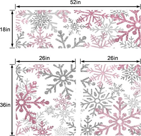 Winter Kitchen Curtains Short and Valance Set Pink Snowflake Dining Room Fabric Curtain Drapes Holiday Cafe Curtains Valance for Home Decor in Saudi Arabia