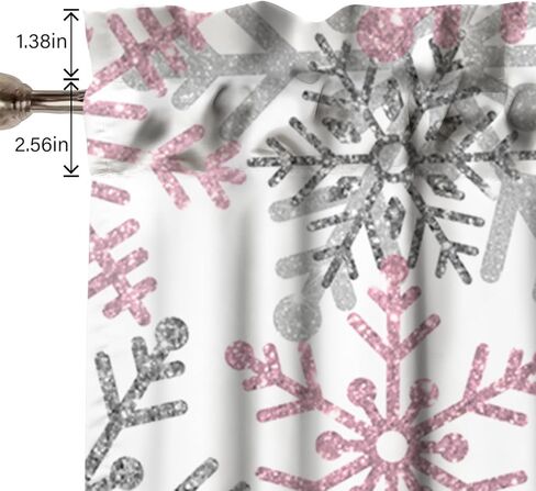 Winter Kitchen Curtains Short and Valance Set Pink Snowflake Dining Room Fabric Curtain Drapes Holiday Cafe Curtains Valance for Home Decor in Saudi Arabia