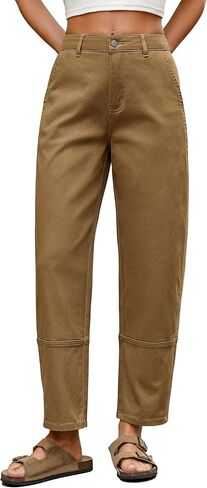 Women Wide Leg Pants, High Waisted Barrel Cropped Pants Casual Harem Trousers with Cuff Split Design in Saudi Arabia