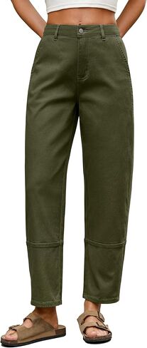 Women Wide Leg Pants, High Waisted Barrel Cropped Pants Casual Harem Trousers with Cuff Split Design in Saudi Arabia