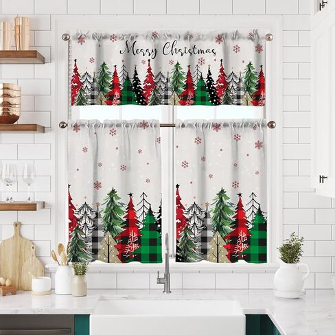 Winter Kitchen Curtains Short and Valance Set Pink Snowflake Dining Room Fabric Curtain Drapes Holiday Cafe Curtains Valance for Home Decor in Saudi Arabia
