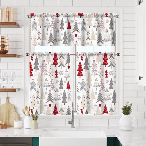 Winter Kitchen Curtains Short and Valance Set Pink Snowflake Dining Room Fabric Curtain Drapes Holiday Cafe Curtains Valance for Home Decor in Saudi Arabia