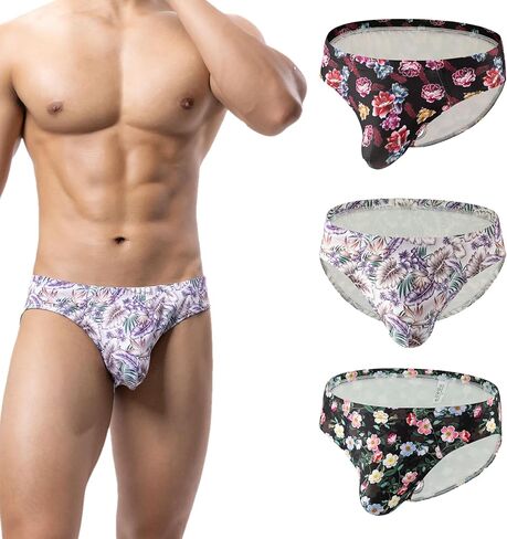 Men's Spandex Low Rise Printed Bikini Briefs Underwear in Saudi Arabia