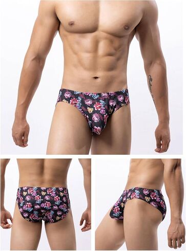 Men's Spandex Low Rise Printed Bikini Briefs Underwear in Saudi Arabia