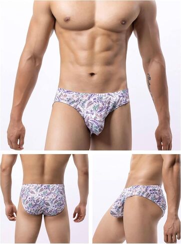 Men's Spandex Low Rise Printed Bikini Briefs Underwear in Saudi Arabia