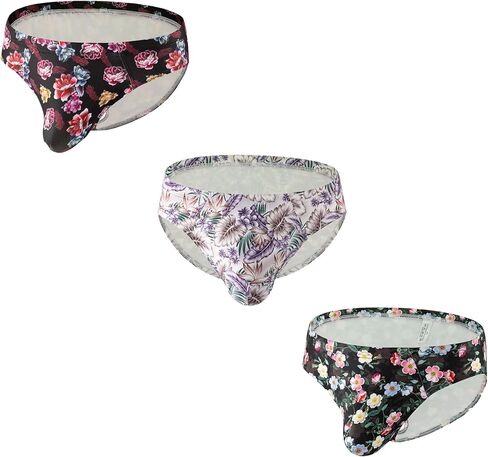 Men's Spandex Low Rise Printed Bikini Briefs Underwear in Saudi Arabia
