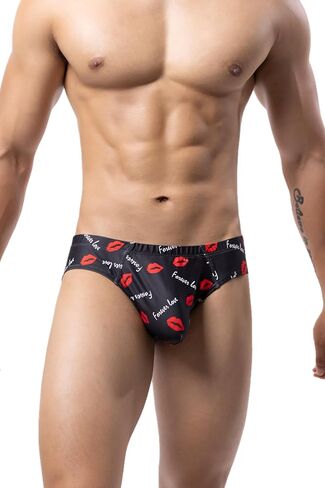 Men's Spandex Low Rise Printed Bikini Briefs Underwear in Saudi Arabia
